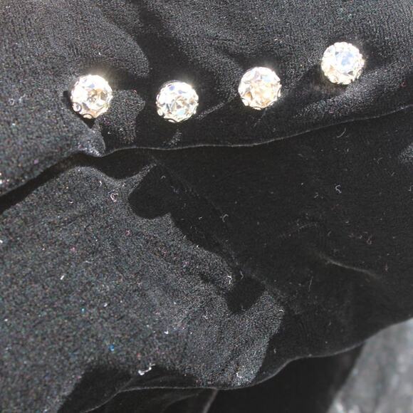 Juicy Couture Black Crushed Silk Velvet Blazer Cropped Rhinestone Buttons Size 4 - Picture 11 of 14